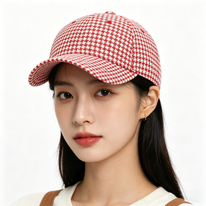 Gorra de Béisbol Retro con Estampado de Pata de Gallo, Logotipo Personalizado Bordado, Poliéster/Algodón, 6 Paneles, Unisex, Ropa Urbana - Product Image 1