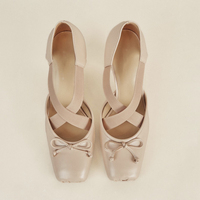 Chaussures de ballet tendance en cuir véritable, à talon ultra-haut et épais, avec bande en caoutchouc creuse, style sexy et original, pour l'extérieur