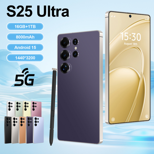 S25 Ultra Android 15 Smartphone 5G LTE Phone 16GB RAM 1TB ROM Deca Core CPU Mobile Phones