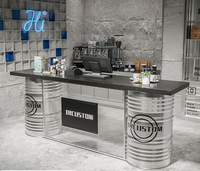 Meubles de bar, comptoir de réception en forme de fût d'huile, service sur mesure, ensemble de bar moderne en métal, bar à domicile, hôtel