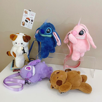 Tas Selempang Boneka Stitch Lucu, Tas Bahu Hewan Boneka Lembut, Tas Selempang Boneka Berbulu Desain Peluk untuk Hadiah Anak Perempuan