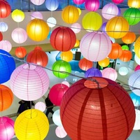 LUCKY Vente en gros de lanternes en papier personnalisées, impression de lanternes chinoises suspendues rondes et colorées, lanternes en papier circulaires pliables