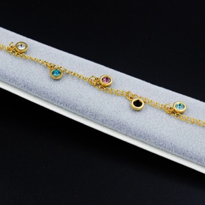 สร้อยข้อเท้าสแตนเลสสตีลชุบทองคำแท้ 18k แบบเกาหลี ประดับลูกเหล็ก - Product Image 6