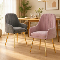 Fauteuil en velours pour salle à manger, pieds en métal doré, design moderne convertible, utilisation pour bureau, chambre, hôtel, garantie de 3 ans