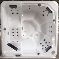 Jacuzzi Exterior de Lujo para 6 Personas, Bañera de Hidromasaje Acrílica con 34 Jets, Moderna Bañera de Hidromasaje para Exteriores