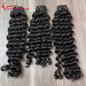 Cheveux humains vietnamiens de haute qualité à prix d'usine, cheveux vierges, vague profonde, couleur noire naturelle, mèches de cheveux humains, extensions de cheveux - Product Image 1