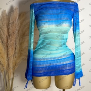 Viviblook Z804DS02 Mini robes moulantes décontractées sexy en maille de couleur unie pour femmes - Product Image 4