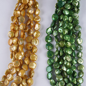 Chaîne de perles bouton 18cm 11-13mm, perles de culture d'eau douce naturelles, forme pomme de terre, couleur assortie, perles en vrac pour accessoires de bracelet DIY - Product Image 1