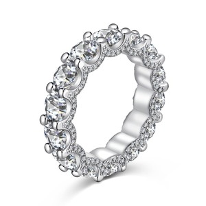 S925 Plata de ley Micro-Incrustaciones Fila de diamantes completa Círculo Anillo apilado <span class=keywords><strong>Diamante</strong></span> de laboratorio Estilo de moda con chapado en rodio - Product Image 5