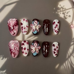 <span class=keywords><strong>Uñas</strong></span> Postizas Hechas a Mano con Diseño Floral 3D Colorido, Estilo Europeo y Americano, Venta Caliente 2026, Venta al Por Mayor - Product Image 2