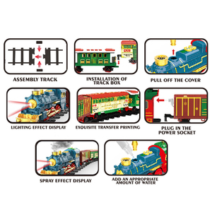 Vente flash Série de Noël - Jouets de train rétro à vapeur populaires B/O Orbit Engineering Train Track Toy avec musique et lumière - Product Image 4