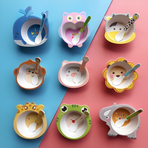 Set di Ciotola e Cucchiaio Ecologico per Bambini con Simpatici Animali Cartoon, Utensili per l'Alimentazione del Bambino, Riso, Zuppa e Alimenti Supplementari - Product Image 1