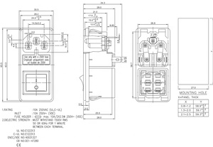 Enchufe C14 de doble <span class=keywords><strong>seguro</strong></span> 3545-03A 10A250V con interruptor de 21*24mm y fusibles para instrumentos precisos y equipos sofisticados - Product Image 5
