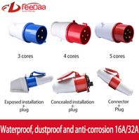 Prise électrique industrielle mâle/femelle étanche IP44 380V 32A 2 3 4 5 broches pour connexion électrique en nylon PA/PP