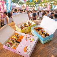 Boîte à sushi en papier d'art japonais, imprimée, jetable, pour emporter, conteneur OEM, conception personnalisée, vente en gros, emballage alimentaire
