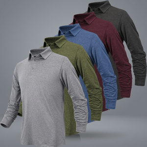 Camisa Casual de Manga Larga para Hombre, Cuello Camisero, Tejido de Punto, Sólida, Antiencogimiento, Secado Rápido, Spandex/Poliéster 200g - Product Image 3