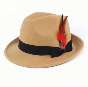 Chapeaux Fedora bleus pour hommes, chapeau de cowboy Fedora avec plume, haute qualité et prix raisonnable, style intemporel, 100% acrylique imprimé - Product Image 6