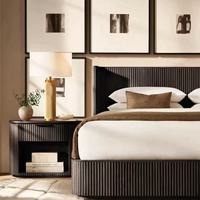Nouvelle conception de meubles de chambre à coucher écologiques et durables, table de chevet de luxe en chêne, style américain moderne, à un seul tiroir, cannelée