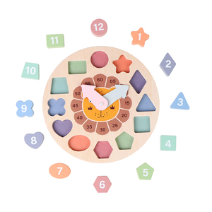 Jouet d'apprentissage Montessori en bois en forme de lion, horloge de tri, puzzle éducatif pour la numération et la cognition du <span class=keywords><strong>temps</strong></span> pour enfants - Product Image 4