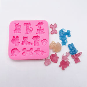 B0005 <span class=keywords><strong>Animaux</strong></span> et insectes Éléphant, Ours, Chien, Crocodile, Serpent Moule à Gâteau en Silicone Bonbon Chocolat Fondant Sugarcraft, Moule à Savon - Product Image 2