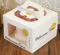 Boîte à gâteau personnalisée en gros avec couvercle et poignée, boîte en papier gaufrée pour emballage de mariage