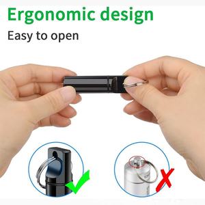 Factory Direct logo Print Waterproof Aluminum <b>Pill</b> Box case Bottle Holder <b>Container</b> with Metal Keychain - Product Image 5