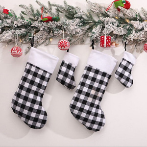 Wholesale Red Black Buffalo Plaid Christmas Stockings with White Cuff for <b>Fireplace</b> <b>Mantel</b> Holiday Gift Decoration - Product Image 6