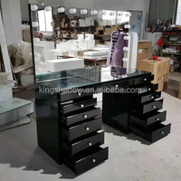 Meuble de salon de beauté, tiroir de maquillage, table de miroir avec lumières led