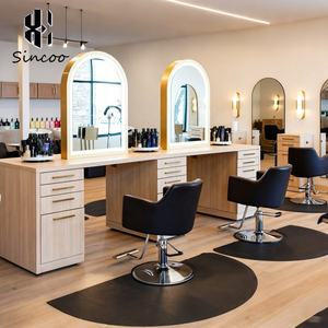 Factory Wholesale Mirror <b>Dressing</b> Station Beauty Salons Barber Hair Salon Vanity <b>Table</b> <b>with</b> Arched Mirror Salon Makeup <b>Table</b> - Product Image 1