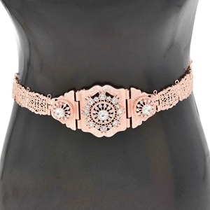 Chaînes de corps de fleurs creuses en strass marocain pour femmes, chaînes de danse du ventre <span class=keywords><strong>Sexy</strong></span>, chaînes de taille ethniques Boho - Product Image 2