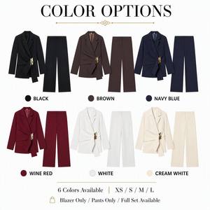 Conjunto de Traje de 2 Piezas para <span class=keywords><strong>Mujer</strong></span>, <span class=keywords><strong>Blazer</strong></span> con Detalle de Hebilla y Pantalones de Pierna Recta, 6 Colores, Atuendo de Oficina para Dama, Tallas XS-L, Solo <span class=keywords><strong>Blazer</strong></span>/Conjunto Completo - Product Image 1