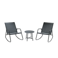 Ensemble bistro Teslin 3 pièces, table et chaises de patio extérieur, mobilier en aluminium avec maille Teslin respirante pour hôtel, balcon, bistro