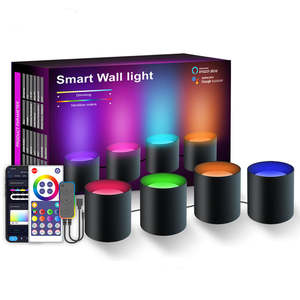 Luces de Pared RGB Inteligentes, Apliques de Pared con Cambio de Color Controlados por Aplicación y Voz, Paquete de 8 Luces LED de Pared con Sincronización Musical, Regulables - Product Image 5
