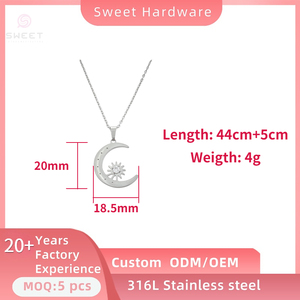 Collar Unisex Vintage de Acero Inoxidable 316L Chapado en Oro con Circonita, Diseño de Timón, Brújula y Luna, Novedad al por Mayor - Product Image 5