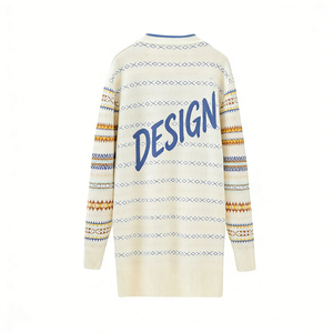 Elegante <span class=keywords><strong>Cardigan</strong></span> Lavorato a Maglia a Righe con Blocchi di Colore, Scollo a V, Maniche Lunghe, Casual da Donna per l'Autunno e l'Uso Quotidiano - Product Image 3