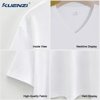 T-shirt pour femme à manches courtes et col en V en coton mercerisé Kuenzi Liquid Nitrogen 170GSM 100% coton, logo personnalisé