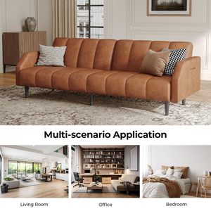 أريكة من الجلد الصناعي Futon قابلة للتحويل مع مسند ظهر قابل للتعديل في منتصف القرن <span class=keywords><strong>Loveseat</strong></span> مع - Product Image 5