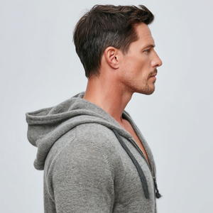 Sudadera con capucha para hombre, mezcla <span class=keywords><strong>de</strong></span> cachemira y lana fina, con cierre, hipoalergénica, aislante, <span class=keywords><strong>de</strong></span> <span class=keywords><strong>punto</strong></span>, con ajuste regulable. - Product Image 5
