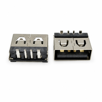 Prise USB 2.0 Type A Femelle à Angle Droit 4 Broches pour Montage sur PCB, Jack 3A Plaqué Or, LCP UL94V-0, Receptacle pour Assemblage de PCB