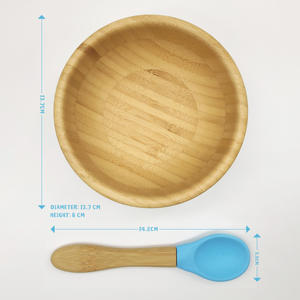 Easy Feed Baby Saug schale und Löffel Set, Stay Put Fütterung schale, natürlicher Bambus - Product Image 2