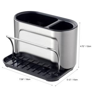 حامل إسفنج قابل للفصل ، علبة مع صينية تصريف ، رف تخزين للمطبخ ، مادة معدنية - Product Image 6