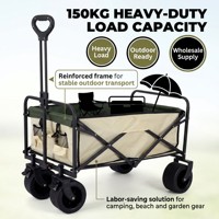 Carrito Plegable Resistente de 150 kg y 150 L, con Ruedas Todoterreno de Tela Oxford, Portátil para Exteriores, Camping, Playa, Jardín y Fiestas