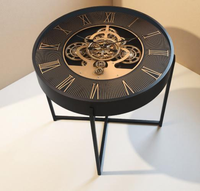 Horloge vintage avec engrenages mobiles, chiffres romains en métal, horloge à engrenages pour table basse, décoration maison et bureau, affichage à aiguilles