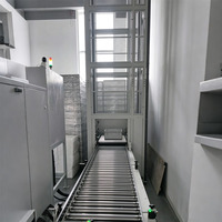 Élévateur vertical à bras unique à quatre colonnes de type C avec convoyeur à rouleaux pour la manutention des matériaux en usine