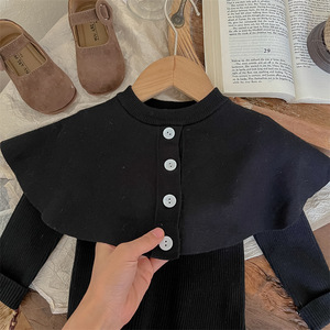 Child Star Circle Girls Sweater Full Sleeve Thick Warm Knitwear With Cape Design - Product Image 3