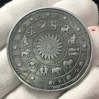 Colección de Monedas Conmemorativas de las 12 Constelaciones Guinel, Moneda Antigua de Plata de la Suerte, Moneda Conmemorativa del Dios del Sol y la Sirena del Amor