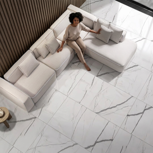 Marine White Metallic Glazed Polished Porcelain Tiles Marble Look 600x1200mm High Gloss Floor <b>Wall</b> Tile - Product Image 6