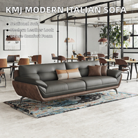 Ensemble de canapés de bureau modulaires inclinables en cuir de style italien moderne en bois KMJ pour salon et hôtel