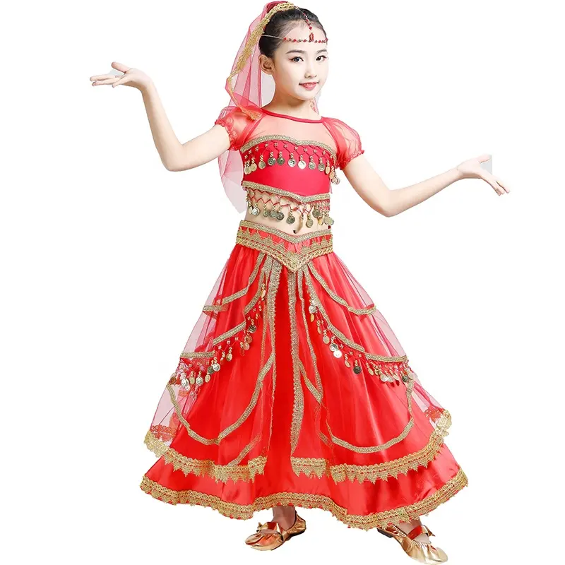 Children Indian Cosplay Princess Dancing Performance Sari for Girl Costumes