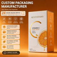 Boîte pliante de luxe pour produits de soin de la peau, sérum éclaircissant à la vitamine C 30 ml avec laminage mat, gaufrage et doublure en éponge